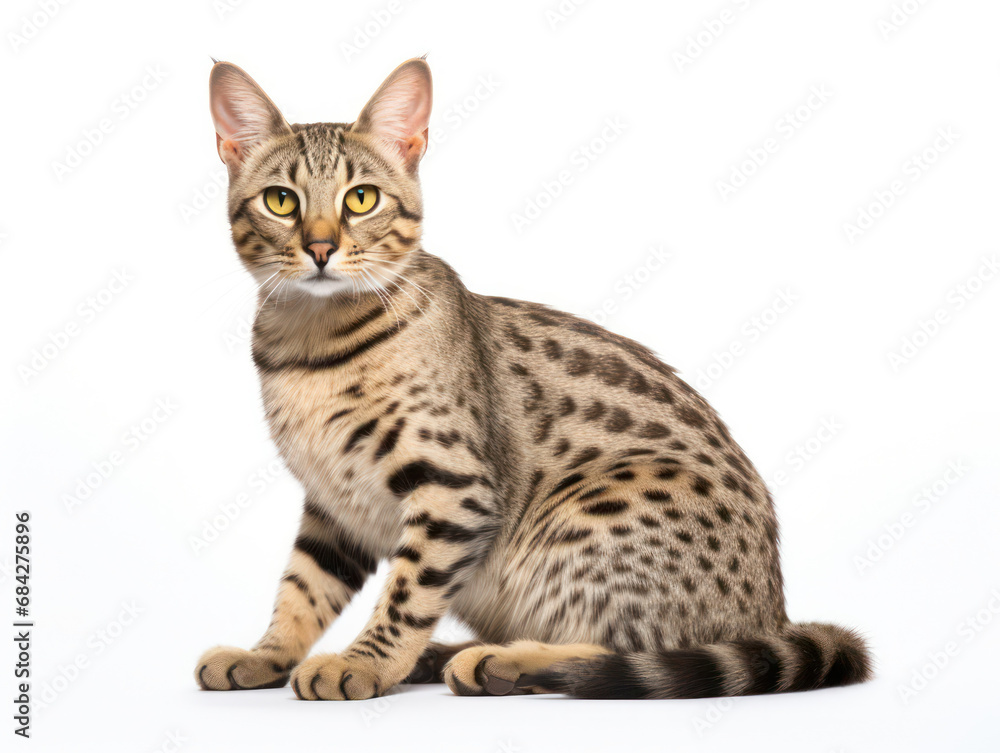 Savannah Cat, Studio Shot Isolated on Clear Background, Generative AI Savannah Cat, Studio Shot Isolated on Clear Background, Generative AI