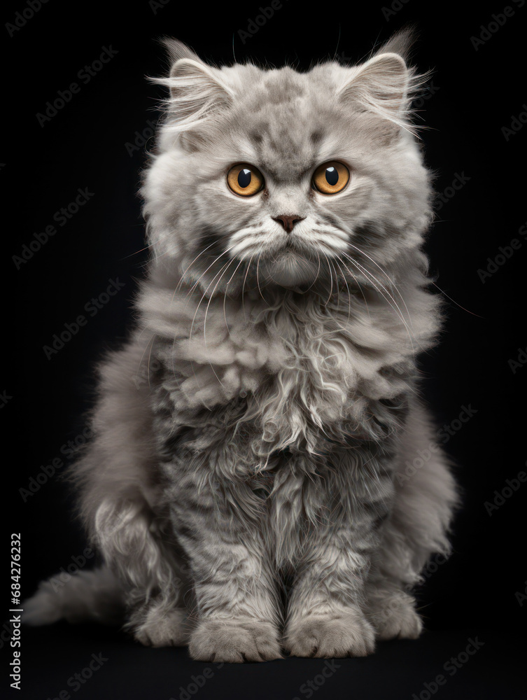 Selkirk Cat, Studio Shot Isolated on Clear Background, Generative AI Selkirk Cat, Studio Shot Isolated on Clear Background, Generative AI
