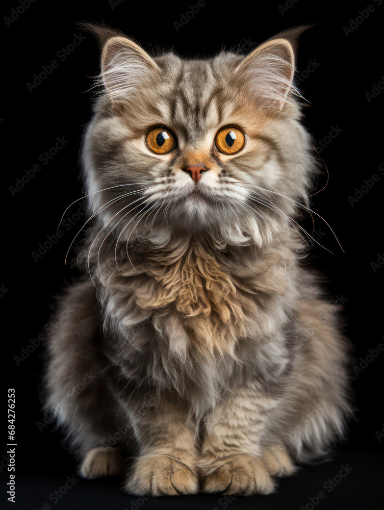 Selkirk Cat, Studio Shot Isolated on Clear Background, Generative AI Selkirk Cat, Studio Shot Isolated on Clear Background, Generative AI