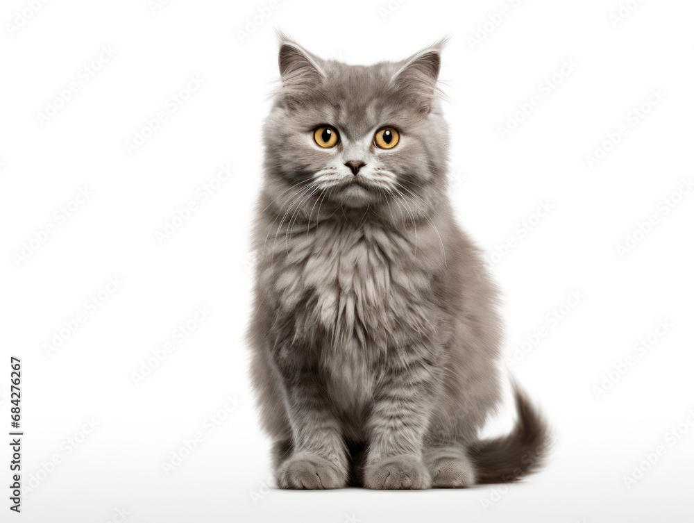 Selkirk Cat, Studio Shot Isolated on Clear Background, Generative AI Selkirk Cat, Studio Shot Isolated on Clear Background, Generative AI