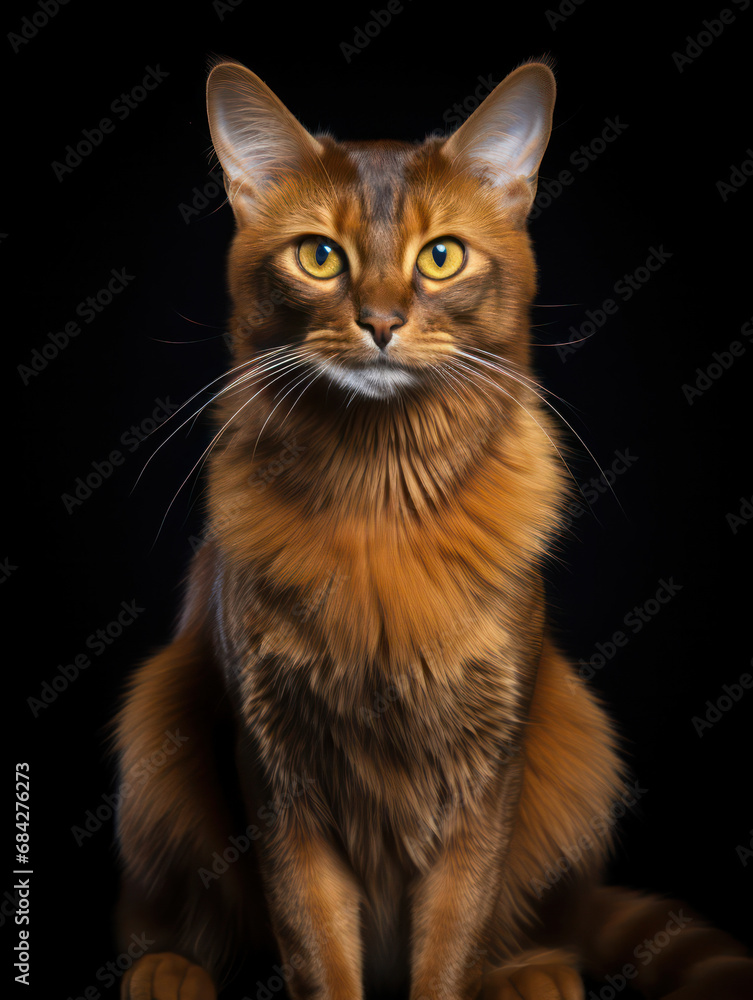 Somali Cat, Studio Shot Isolated on Clear Background, Generative AI Somali Cat, Studio Shot Isolated on Clear Background, Generative AI