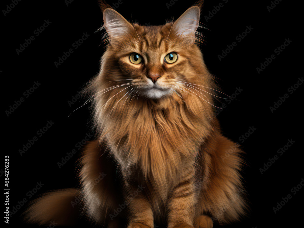 Somali Cat, Studio Shot Isolated on Clear Background, Generative AI