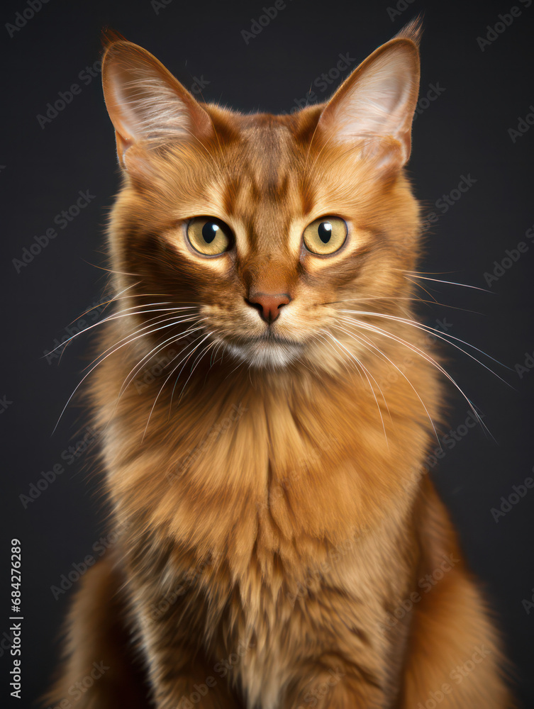 Somali Cat, Studio Shot Isolated on Clear Background, Generative AI Somali Cat, Studio Shot Isolated on Clear Background, Generative AI