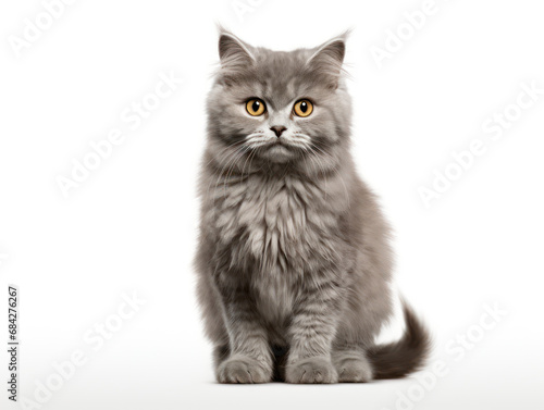 Selkirk Cat, Studio Shot Isolated on Clear Background, Generative AI