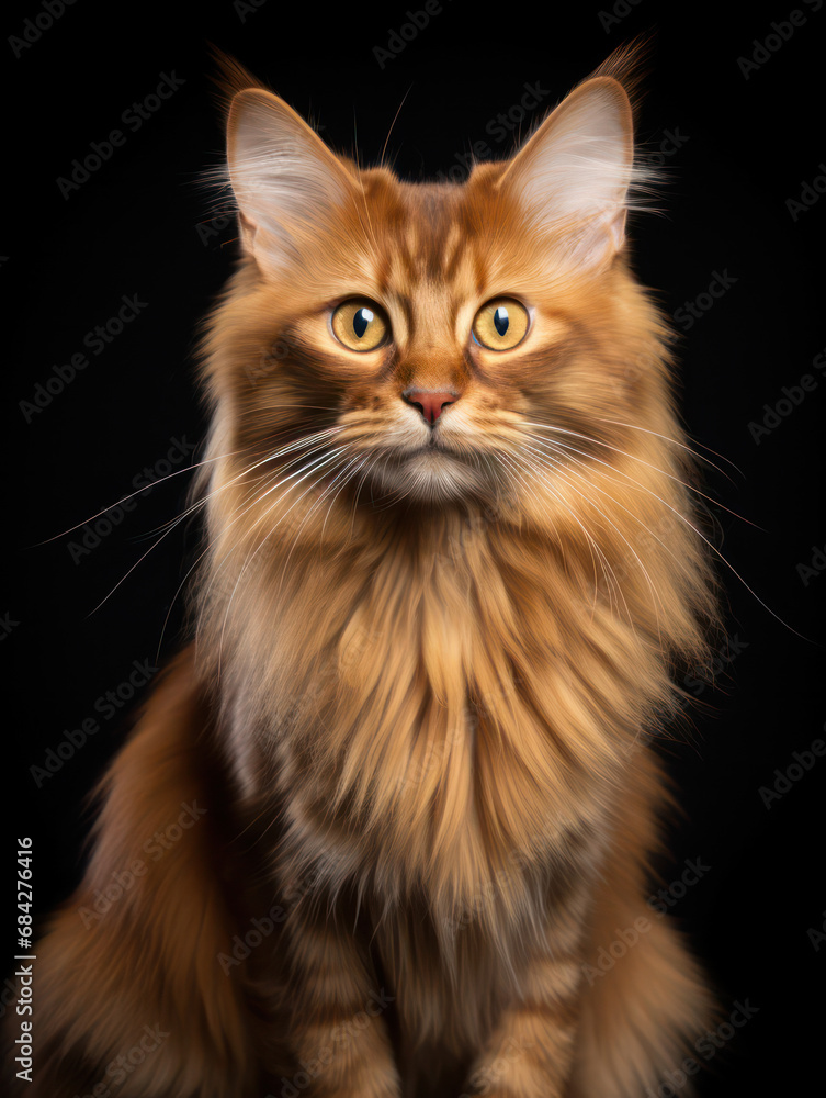 Somali Cat, Studio Shot Isolated on Clear Background, Generative AI