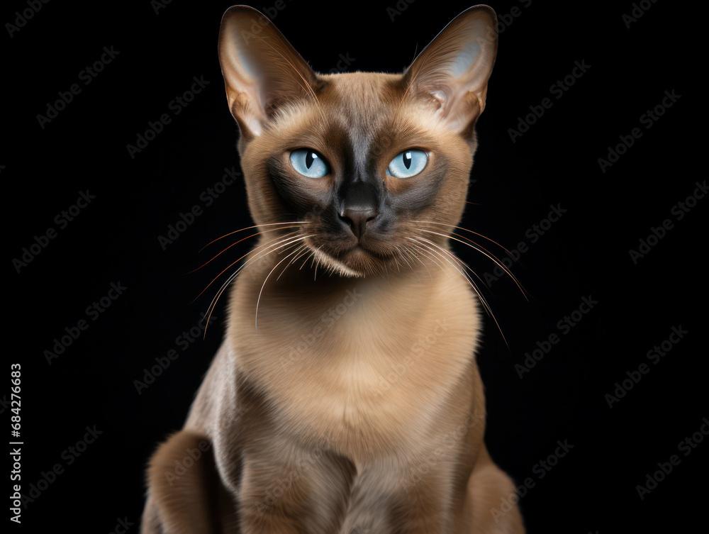 Tokinese Cat, Studio Shot Isolated on Clear Background, Generative AI