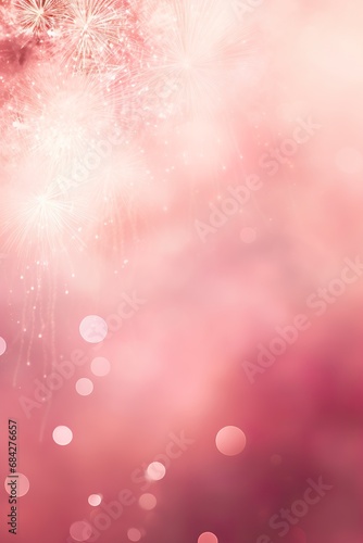 Enchanting pink fireworks and sparkling bokeh on a soft pink gradient, perfect for celebrations and festive designs. Copy space. Merry Xmas, Happy New Year. Festive vertical backdrop.