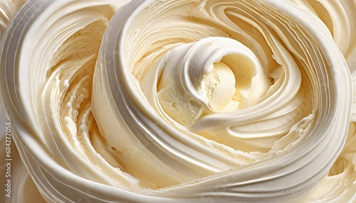 Macro shot of a vanilla ice cream in a cone