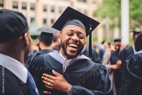 Portrait of student black man graduation celebration