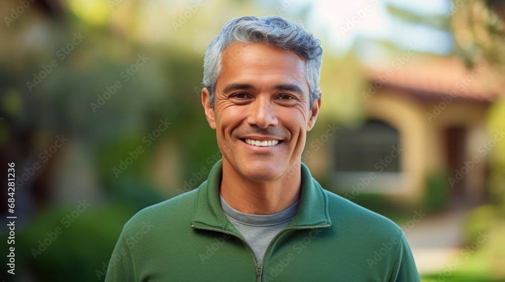 Friendly Middle-Aged Hispanic Man on Beige Background. Friendly Middle-Aged Hispanic Man on Beige Background.
