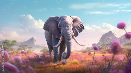 Beautiful elephant illustration.Generative AI
