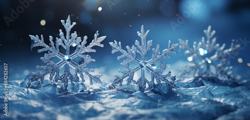 blue christmas background with snowflakes © ulugbek