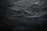 Deep black fabric with intricate patterns. Crumpled background resembling wrinkled paper. Smooth black leather surface.