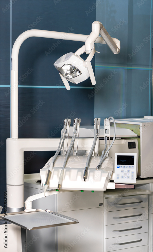 Dentist's office, oral hygiene, dentist's medical instruments.