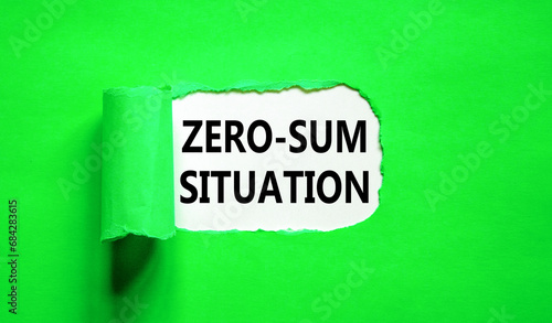 Zero-sum situation symbol. Concept words Zero-sum situation on beautiful white paper. Beautiful green paper background. Business psychology zero-sum situation concept. Copy space.