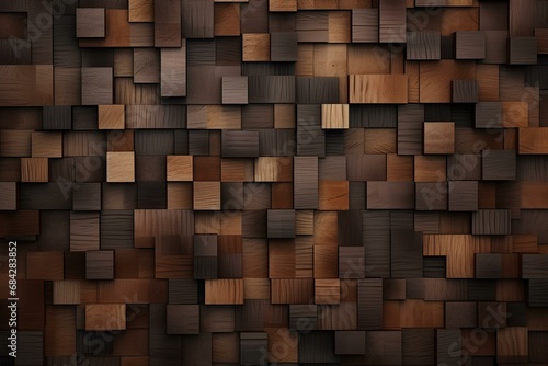 Abstract geometric background with a wooden surface in the form of a mosaic.
