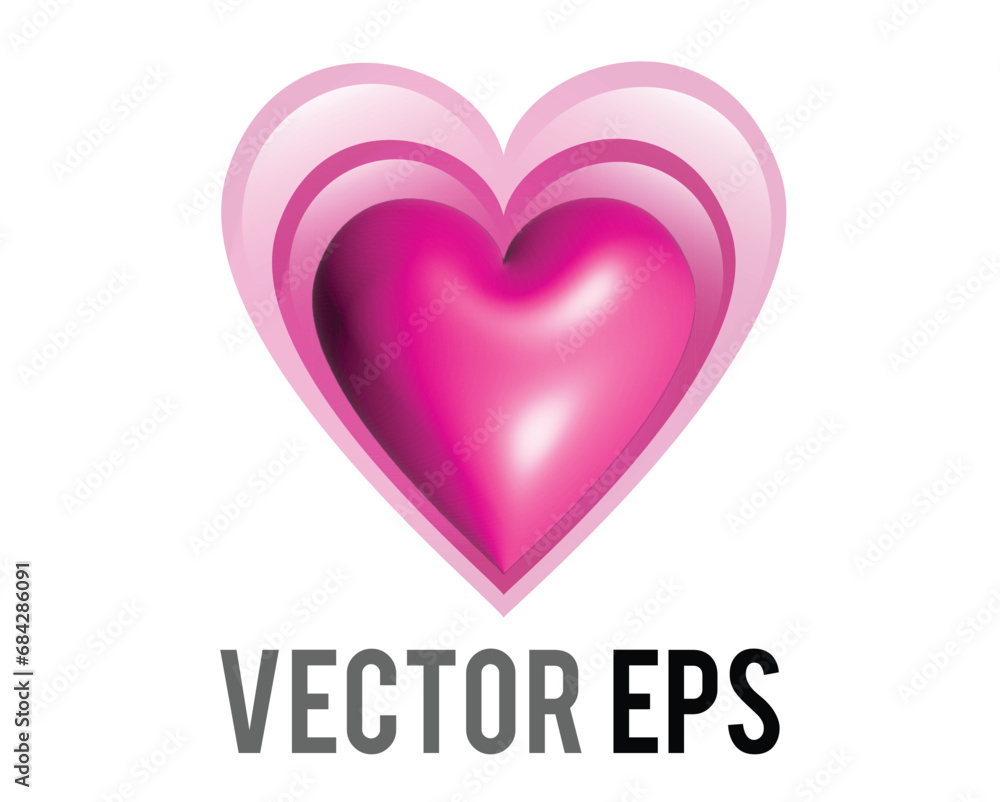 Vector glossy pink love glowing heart 3D icon Vector glossy pink love glowing heart 3D icon