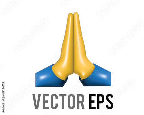 Two hands placed together thank you or pray 3D icon