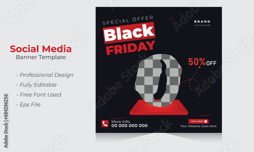 black friday sale social media pack template premium vector
