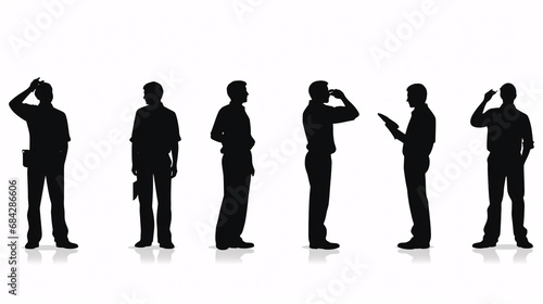 Silhouette of a group of business people on a white background.