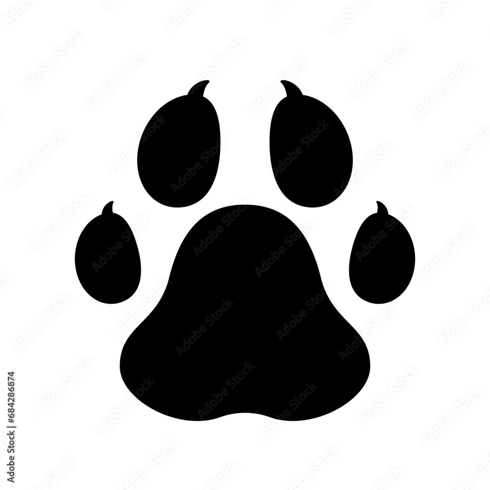 Dog Footprint logo. Footprint graphic. Pet outline. - obrazy, fototapety, plakaty 