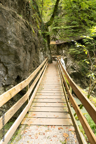 Hiking trail at the Rappenloch canyon in Dornbirn in Austria