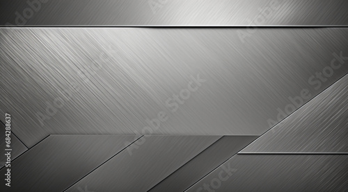Horizontal and diagonal lines on a matte brushed sheet of metal surface creating a geometric pattern. photo