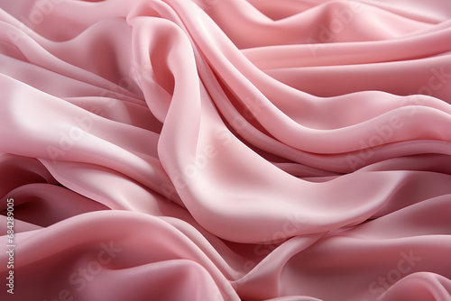 Smooth and streaming coral-colored silk fabric.