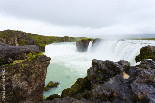 Godafoss falls in summer season view, Iceland © elleonzebon