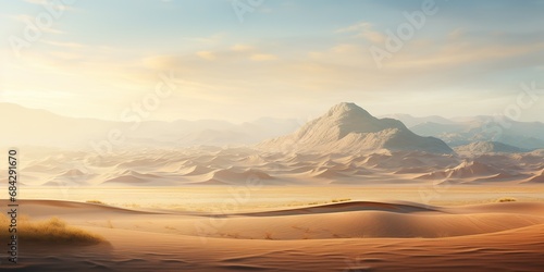 AI Generated. AI Generative. Warm heat sand dunes desert landscape background. Graphic Art