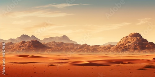 AI Generated. AI Generative. Warm heat sand dunes desert landscape background. Graphic Art © Graphic Warrior