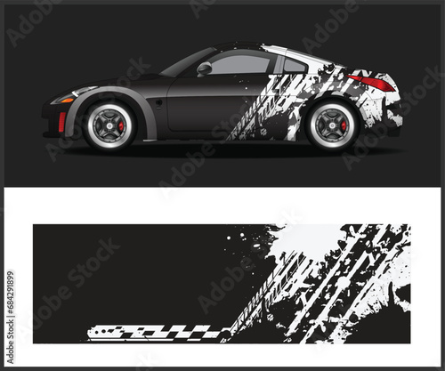 car livery design vector. Graphic abstract stripe racing background designs for vehicle vinyl wrap