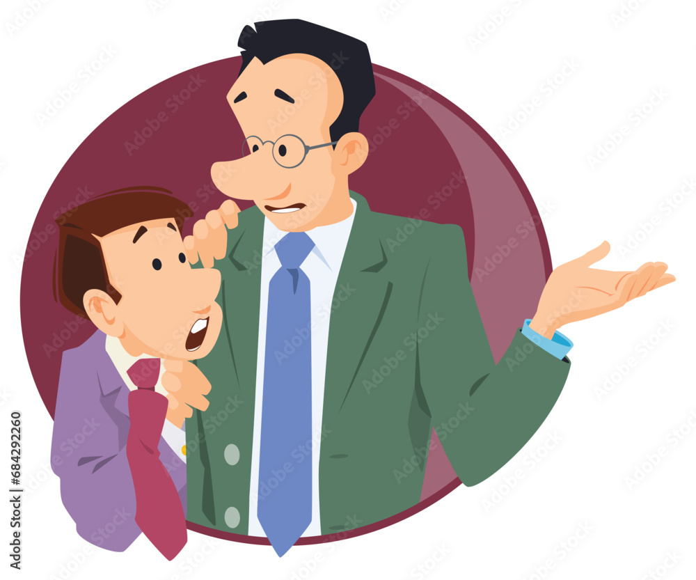 Frightened man hides behind friend. Illustration for internet and mobile website. Frightened man hides behind friend. Illustration for internet and mobile website.