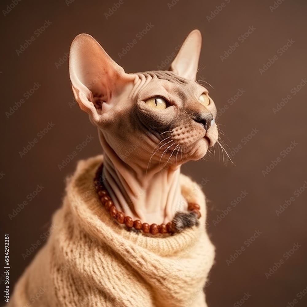 Sphynx cat Portrait, naked Cat created with AI