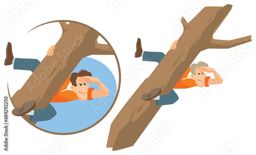Man looks into distance. Illustration for internet and mobile website.