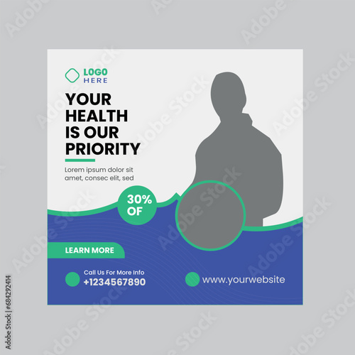 Medical Social Media Post Template, Editable Healthcare Social Media Banner Template. Social media post design free vector,Poster,Instagram story