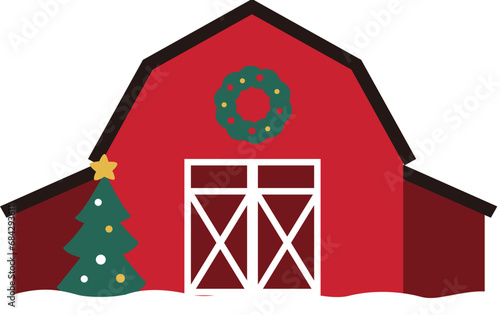 Christmas Red Barn