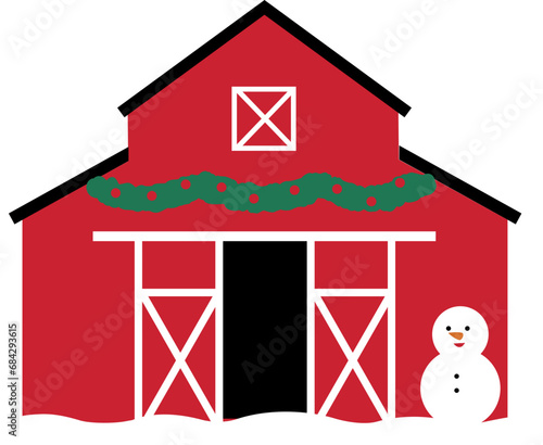 Christmas Red Barn