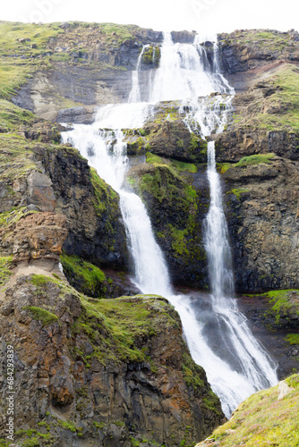 Rjukandafoss waterfall close up  Iceland highlands landmark