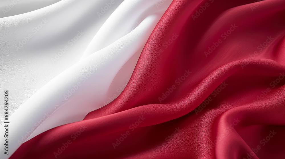 White and red fabric closeup