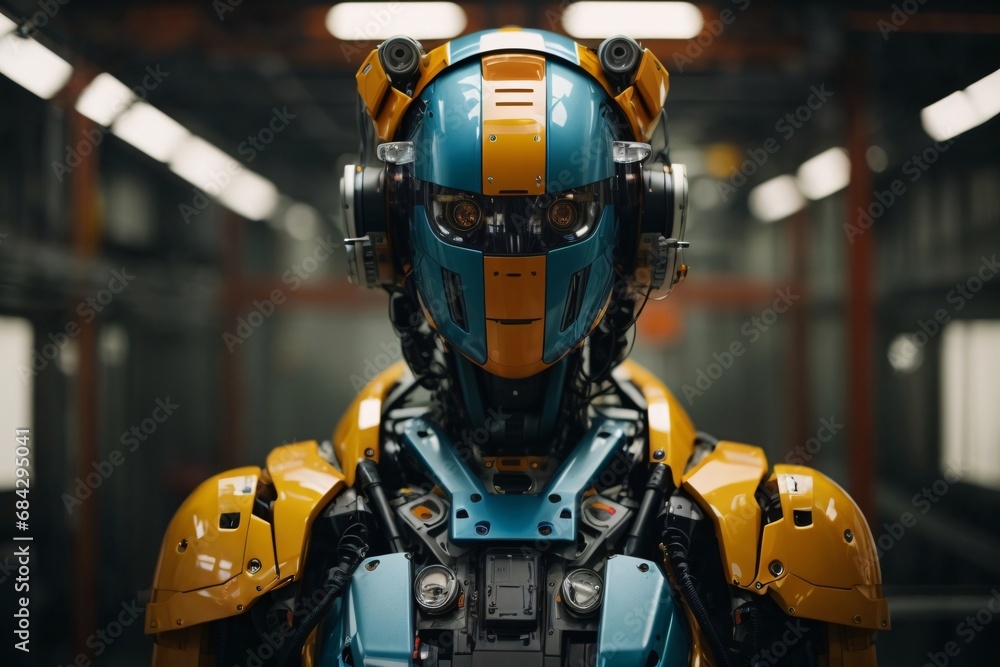 Half-body portraits of robots in various roles. Humanoid Robot in Industrial.