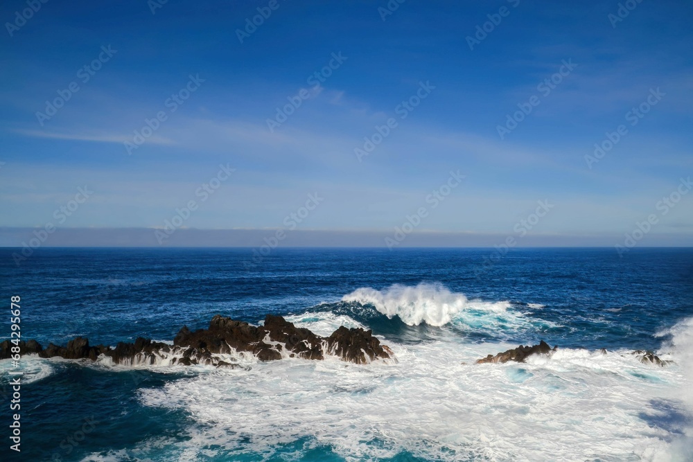 Scenic seascape with azure sky. Madeira