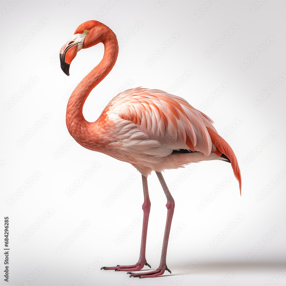 flamingo on white