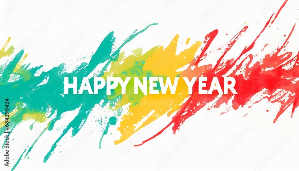 Fototapeta premium Happy new year written on a color splash isolated on white background.