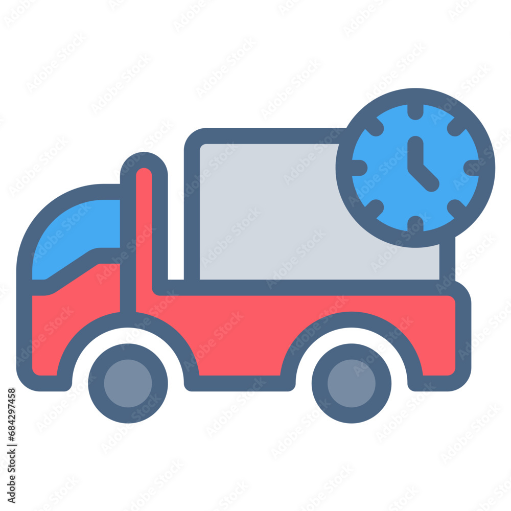 Fototapeta premium truck icon or logo illustration filled outline color style. Icons ecommerce color.