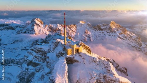 Aerial View of the Mountain Seantis in the Swiss Alps, Switzerland. Santis photo