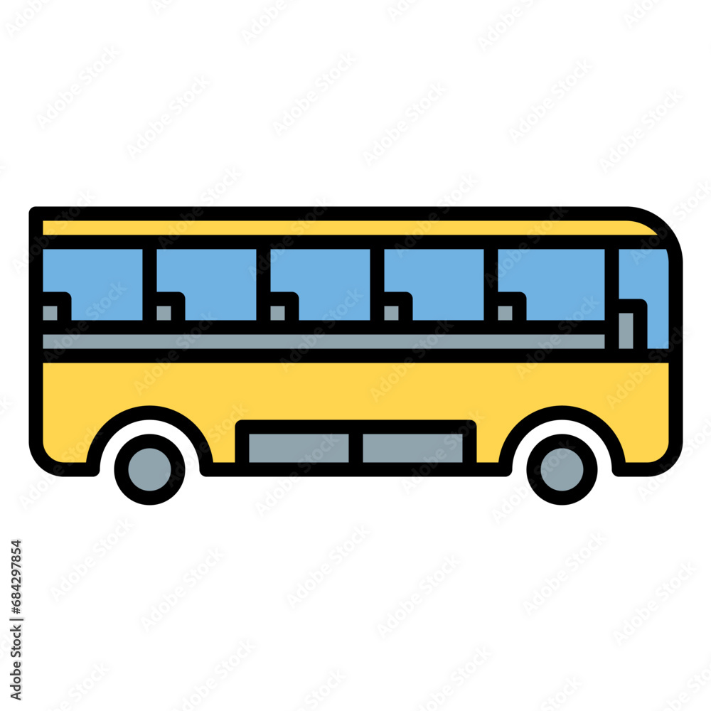 bus icon or logo illustration filled outline color us.