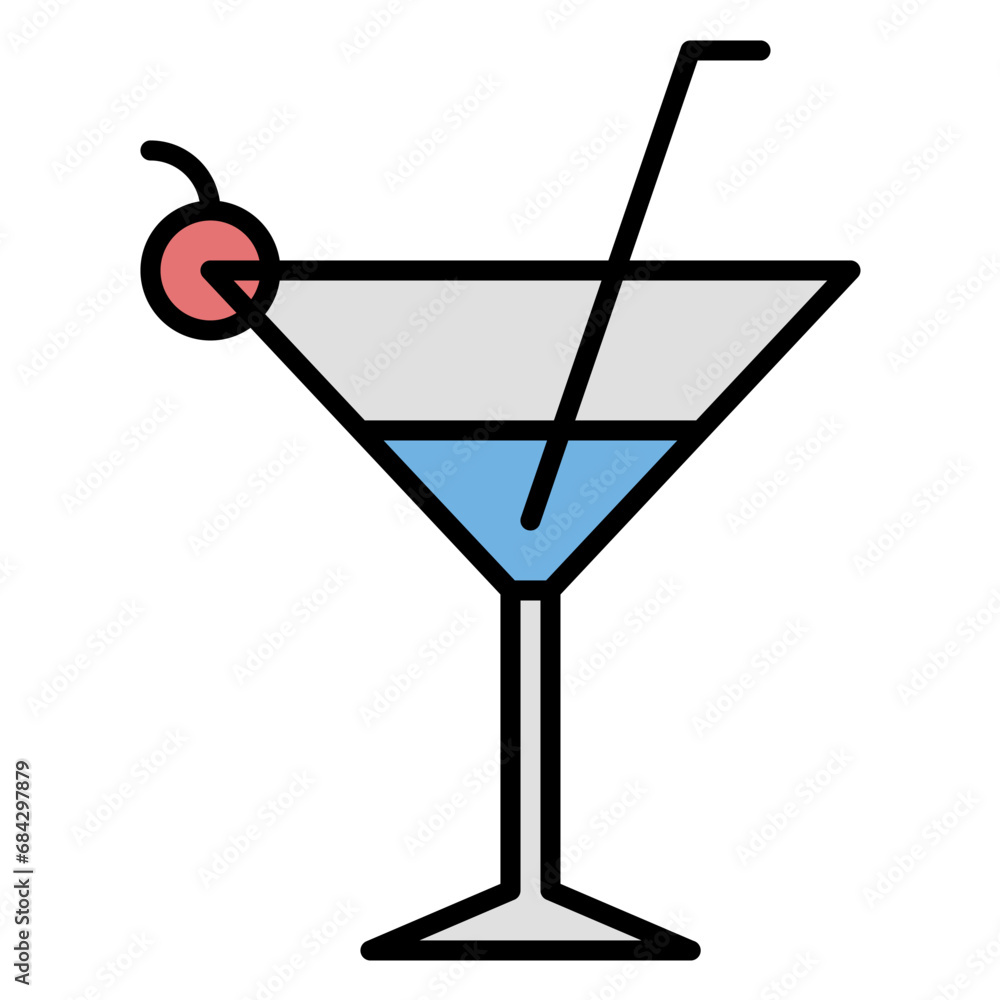 cocktail drink icon or logo illustration filled outline color cocktail drink icon or logo illustration filled outline color