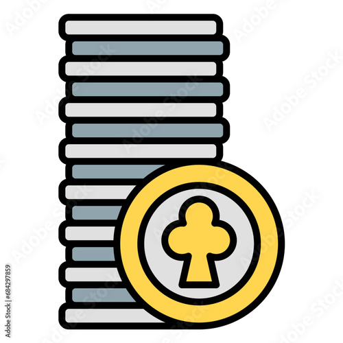 casino icon or logo illustration filled outline color style.