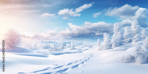 Wallpaper Mural snowy landscape with expansive mountains and trees blanketed in snow.




 Torontodigital.ca